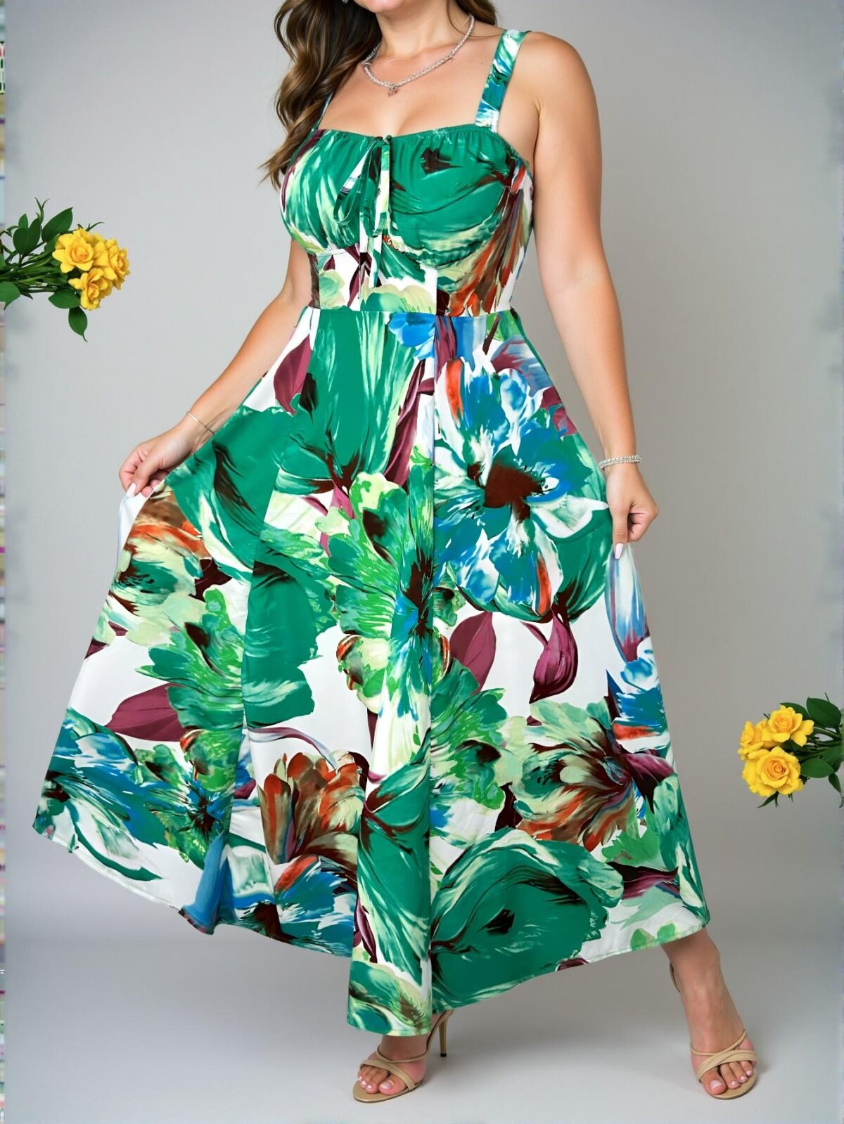 Elegant Multicolor Effortlessly Chic Random Printed Maxi Dress for Spring and Summer – A Boho Style to Dress to Impress - Image 5