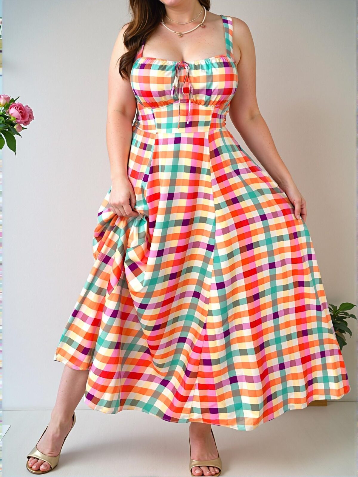 Elegant Multicolor Casual Cinched Waist Spaghetti Strap Dress Perfect for Summer Occasions and Celebrations "Chic, Classy and Trendy Fashion Style to Dress to Impress" - Image 4