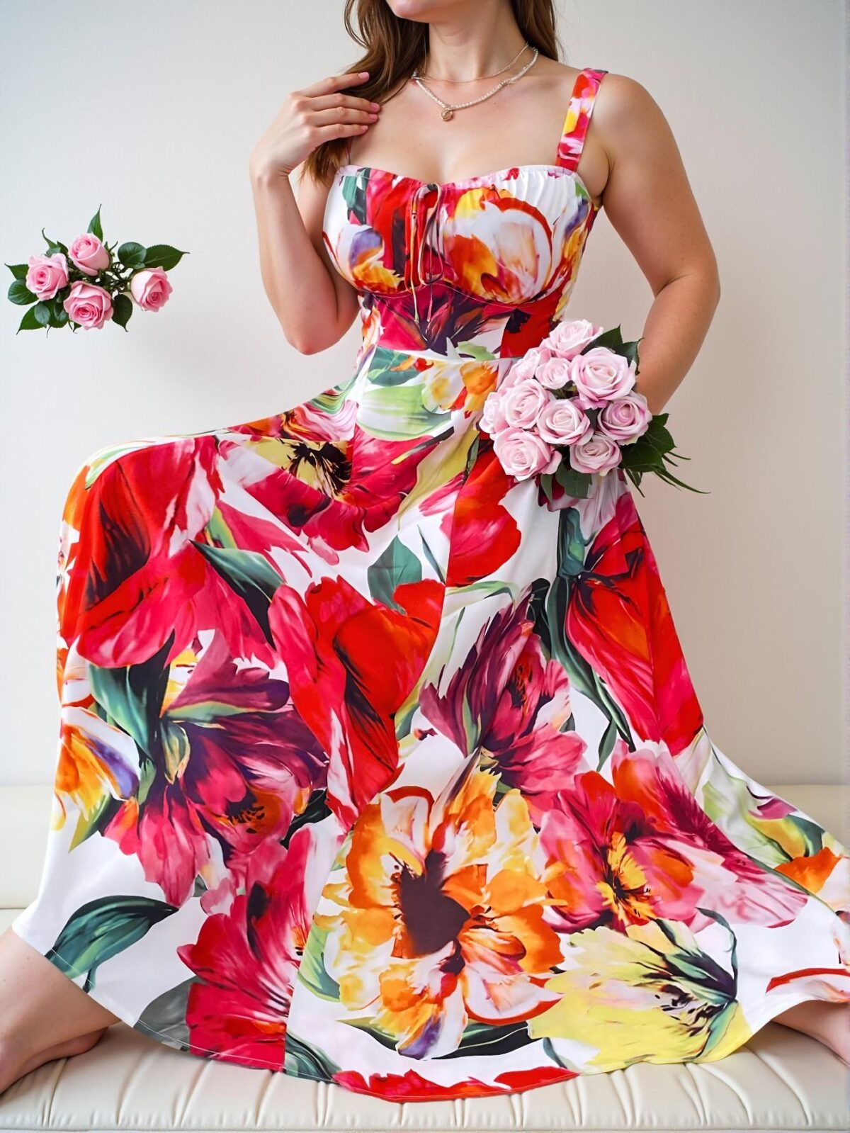 Elegant Multicolor Boho Maxi Dress for Plus Size Women for Spring and Summer - Chic, Classy and Trendy Fashion Style to Dress to Impress