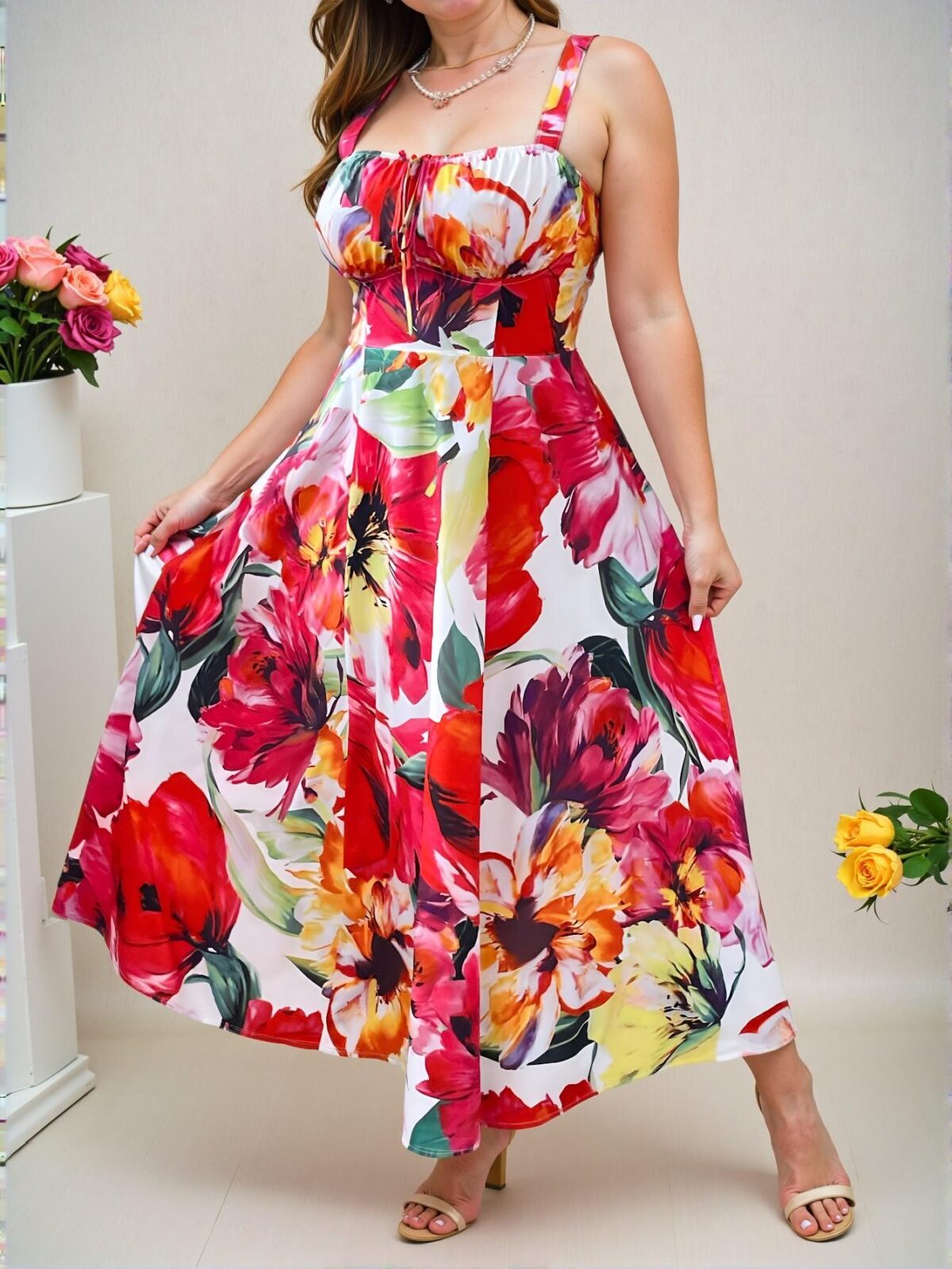 Elegant Multicolor Boho Maxi Dress for Plus Size Women for Spring and Summer - Chic, Classy and Trendy Fashion Style to Dress to Impress - Image 4
