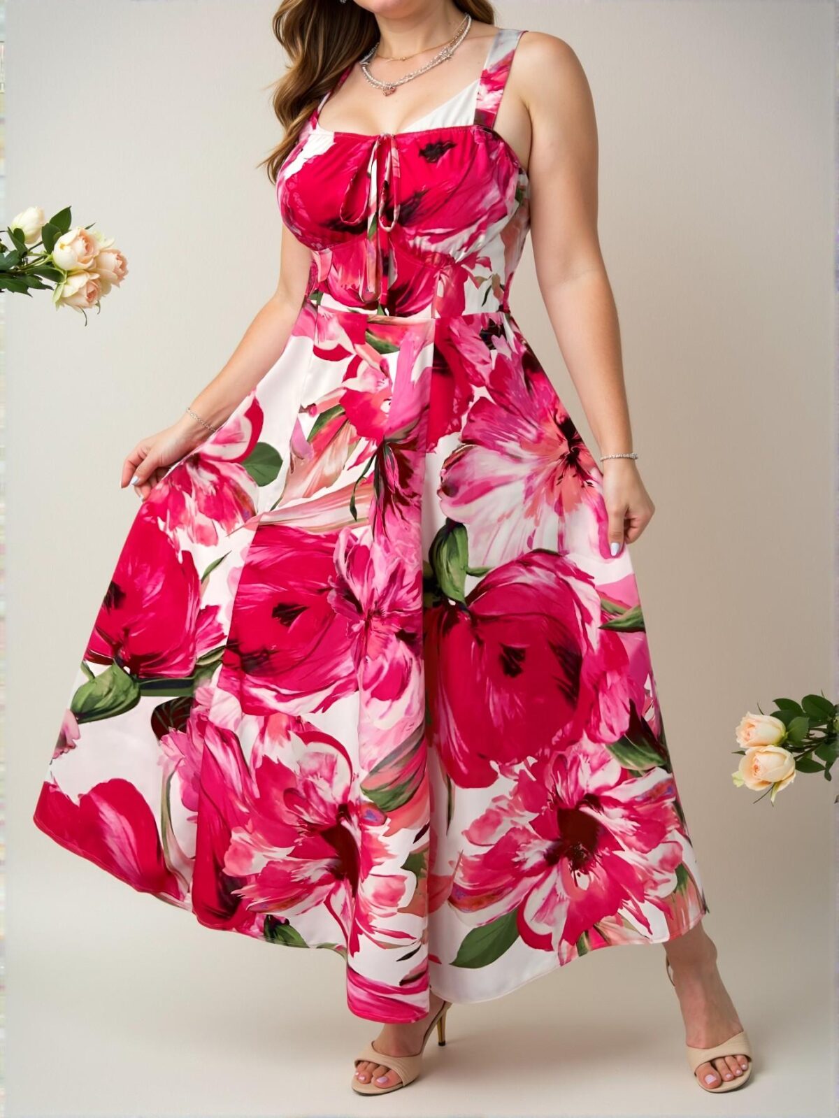 Elegant Multicolor Flowy Maxi Dress for Spring and Summer - Chic, Classy and Trendy Fashion Style to Dress to Impress - Image 3