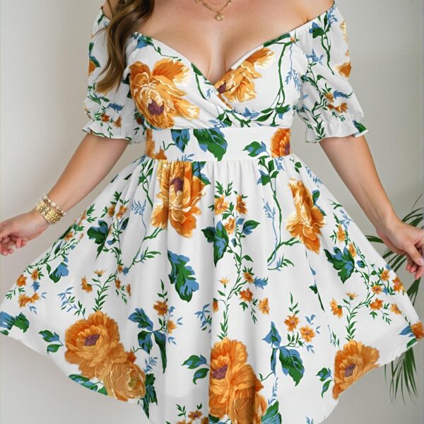 Elegant Apricot Vintage Floral Print Chiffon A-Line Casual Shirt with Square and V-Neck Design for Spring/Summer - Chic, Classy and Trendy Fashion Style to Dress to Impress