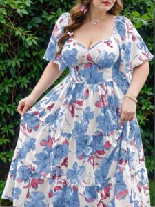 Elegant Baby Blue Flowy and Feminine Resort Dress with Ruffle Details for Spring and Summer - Chic, Classy and Trendy Fashion Style to Dress to Impress