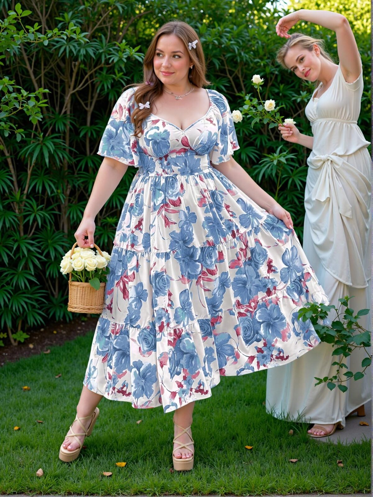 Elegant Baby Blue Flowy and Feminine Resort Dress with Ruffle Details for Spring and Summer - Chic, Classy and Trendy Fashion Style to Dress to Impress - Image 3