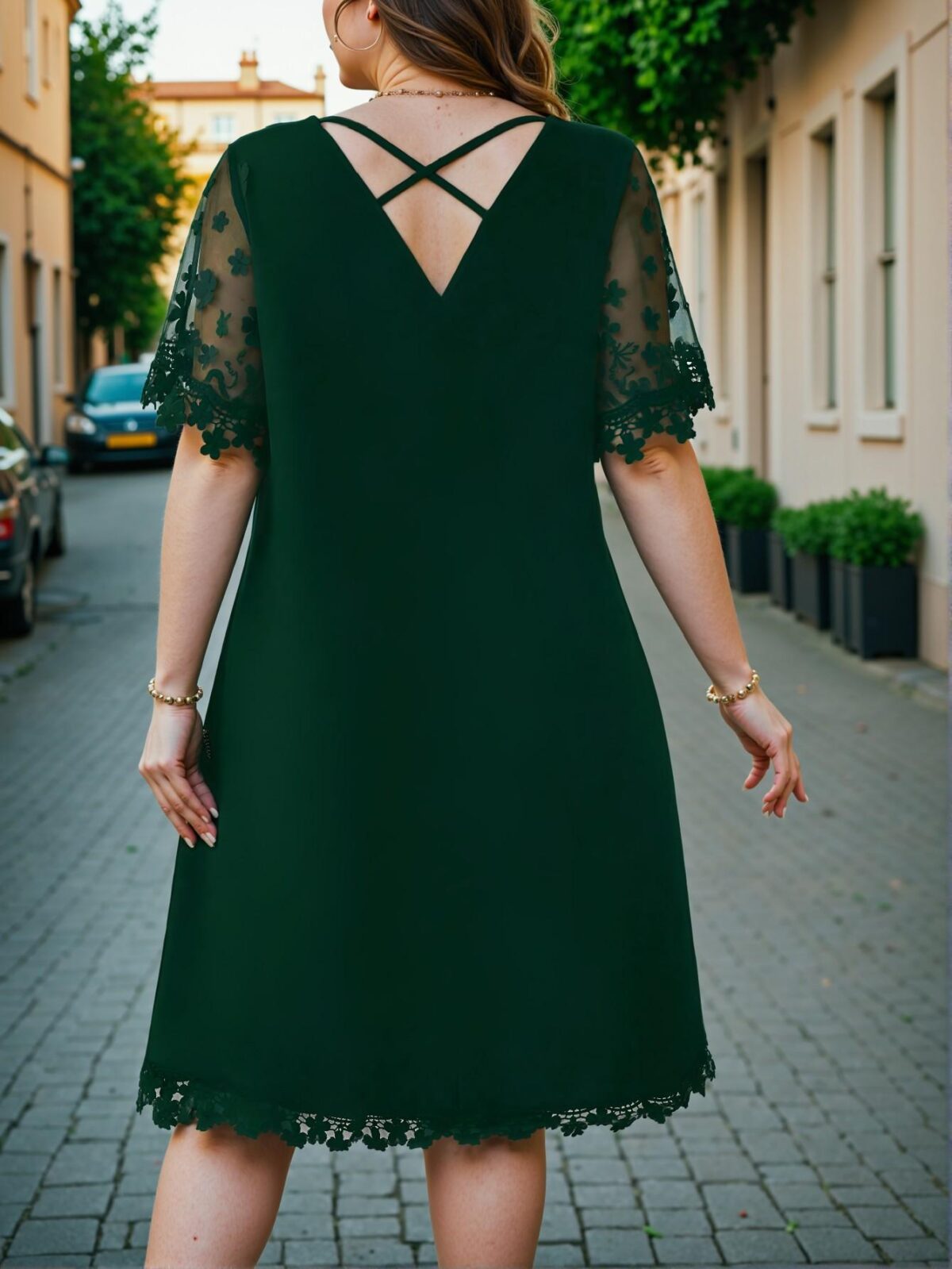 Elegant Dark Green Stylish Plus Size Mesh Dress, Perfect for Spring and Summer, Chic, Classy and Trendy Fashion Style to Dress to Impress - Image 2
