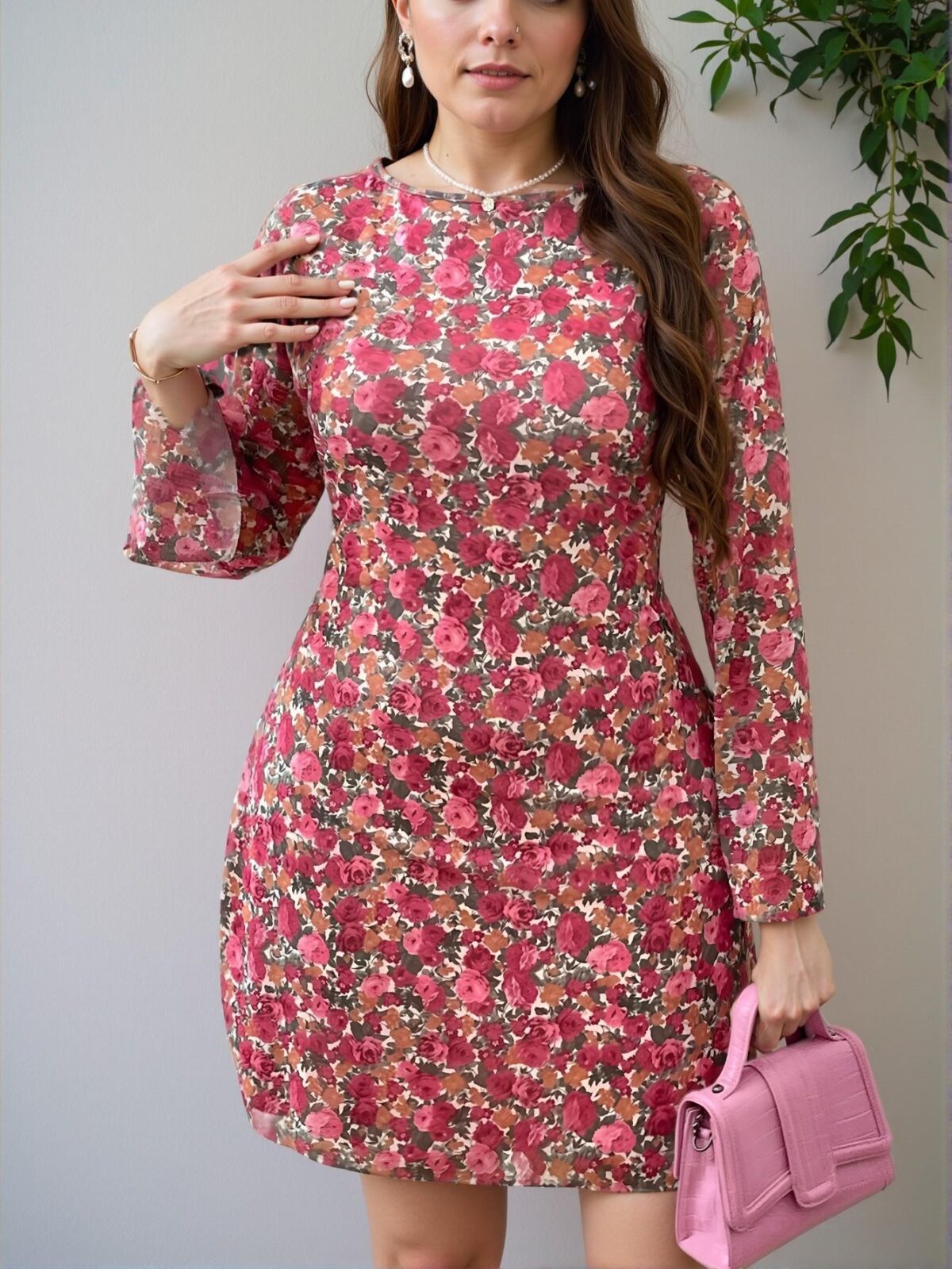 Elegant Multicolor Bohemian Inspired Backless Long Sleeve A-Line Floral Dress with Flare Sleeves for Romantic Dates and Summer Holidays - Chic, Classy and Trendy Fashion Style to Dress to Impress - Image 4