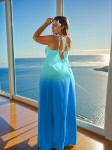 Elegant "Blue Asymmetrical Backless Flared A-Line Maxi Dress for Spring and Summer Events" "Chic, Classy and Trendy Fashion Style to Dress to Impress"