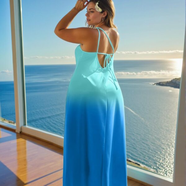 Elegant "Blue Asymmetrical Backless Flared A-Line Maxi Dress for Spring and Summer Events" "Chic, Classy and Trendy Fashion Style to Dress to Impress"