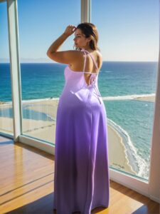**Elegant Purple Asymmetric Shoulder Hollow Back A-Line Dress for Spring and Summer "Chic, Classy and Trendy Fashion Style to Dress to Impress"**