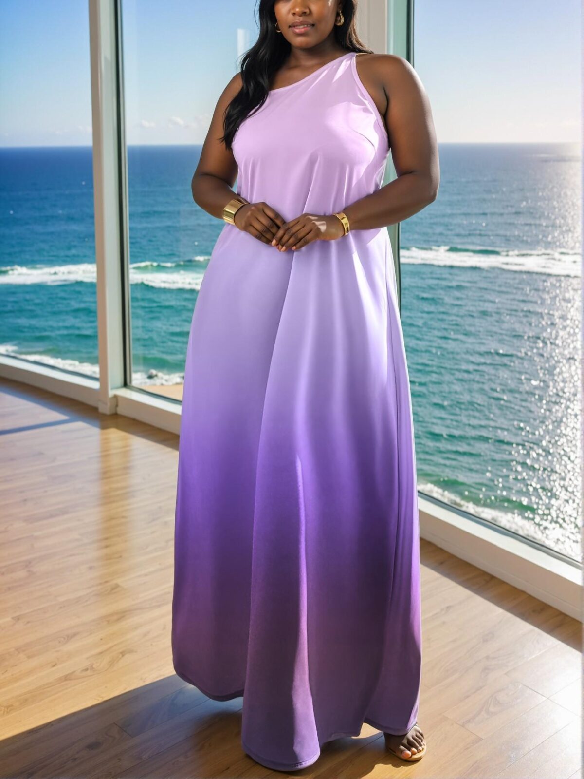 **Elegant Purple Asymmetric Shoulder Hollow Back A-Line Dress for Spring and Summer "Chic, Classy and Trendy Fashion Style to Dress to Impress"** - Image 2