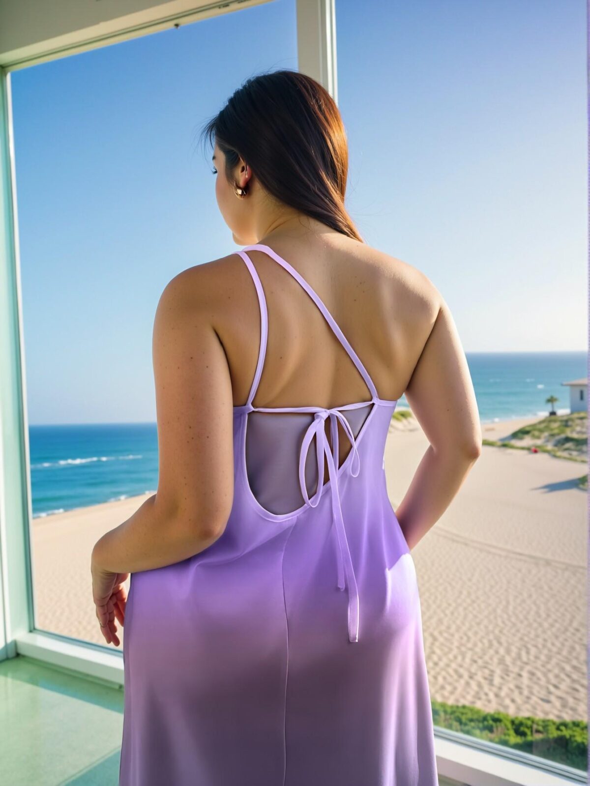 **Elegant Purple Asymmetric Shoulder Hollow Back A-Line Dress for Spring and Summer "Chic, Classy and Trendy Fashion Style to Dress to Impress"** - Image 5