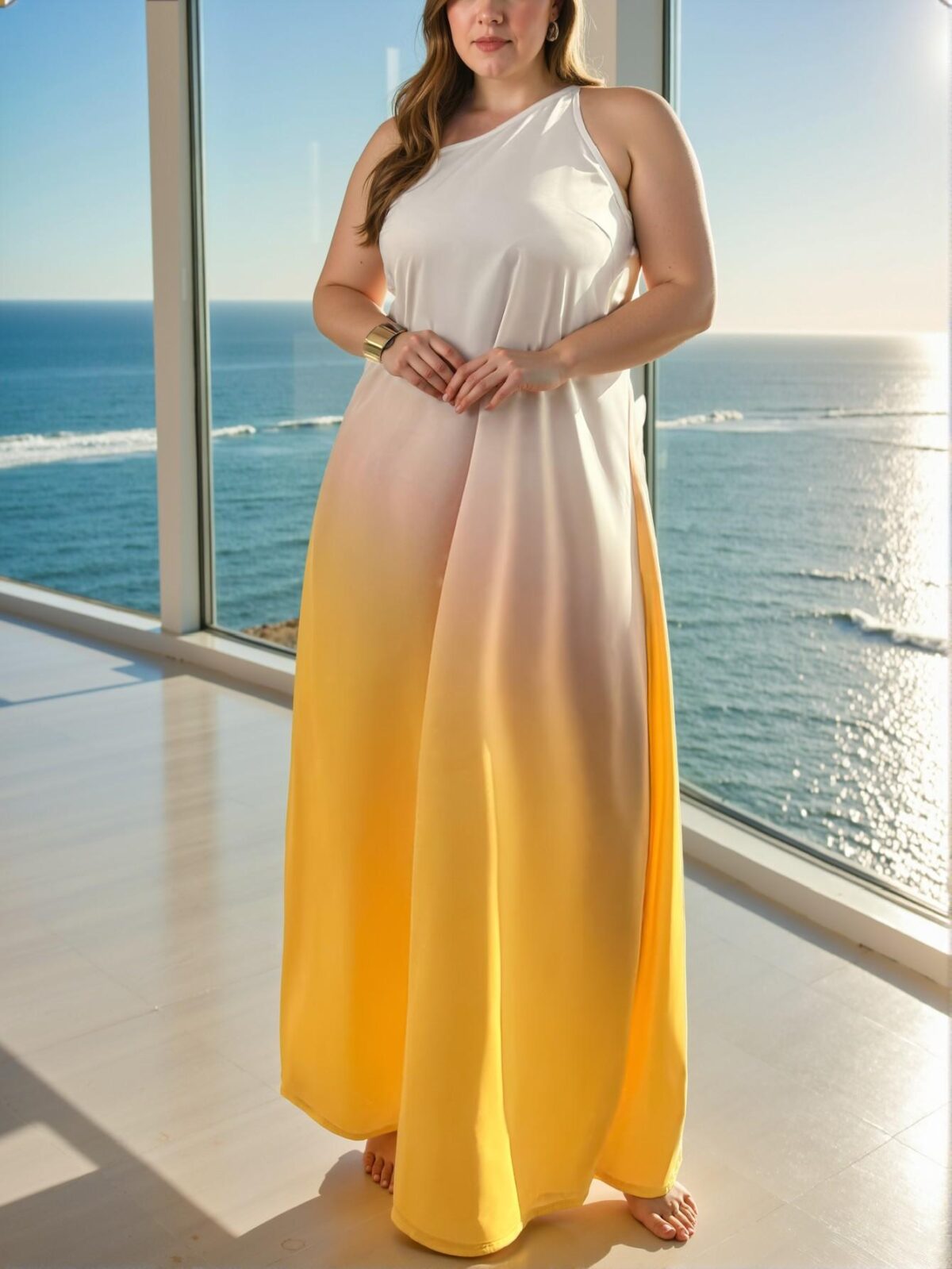 Elegant Yellow Retro Asymmetric Hollow Back A-Line Dress for Stylish Outings and Special Occasions - Chic, Classy and Trendy Fashion Style to Dress to Impress - Image 2
