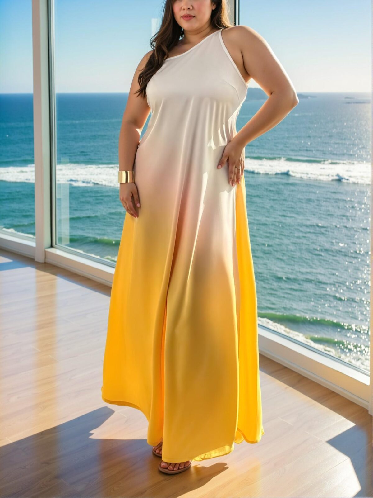 Elegant Yellow Retro Asymmetric Hollow Back A-Line Dress for Stylish Outings and Special Occasions - Chic, Classy and Trendy Fashion Style to Dress to Impress - Image 3