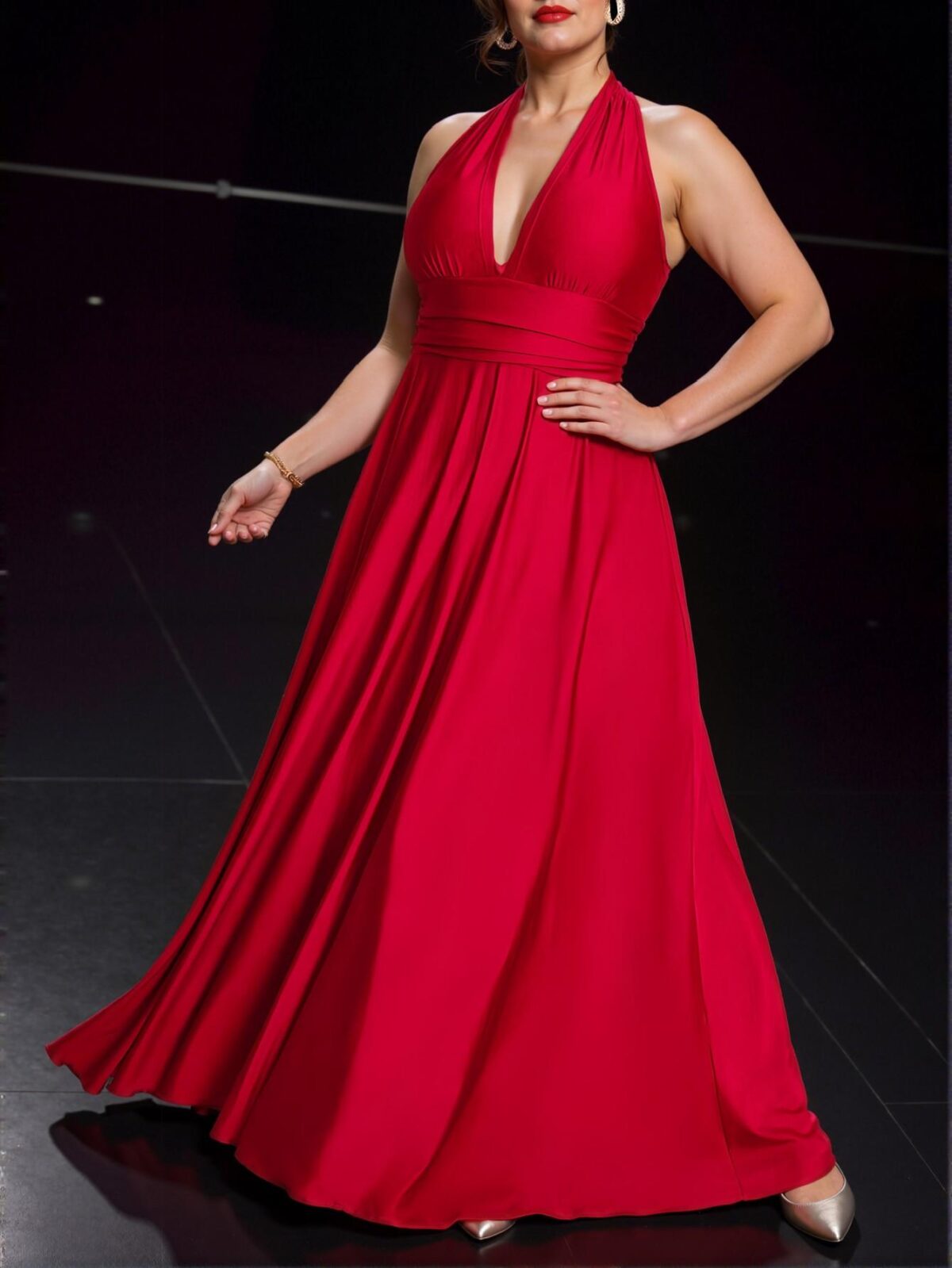 Elegant Red Halter Tie-Up Maxi Dress, Perfect for New Year's Celebrations and Spring/Summer Events - Chic, Classy and Trendy Fashion Style to Dress to Impress - Image 4
