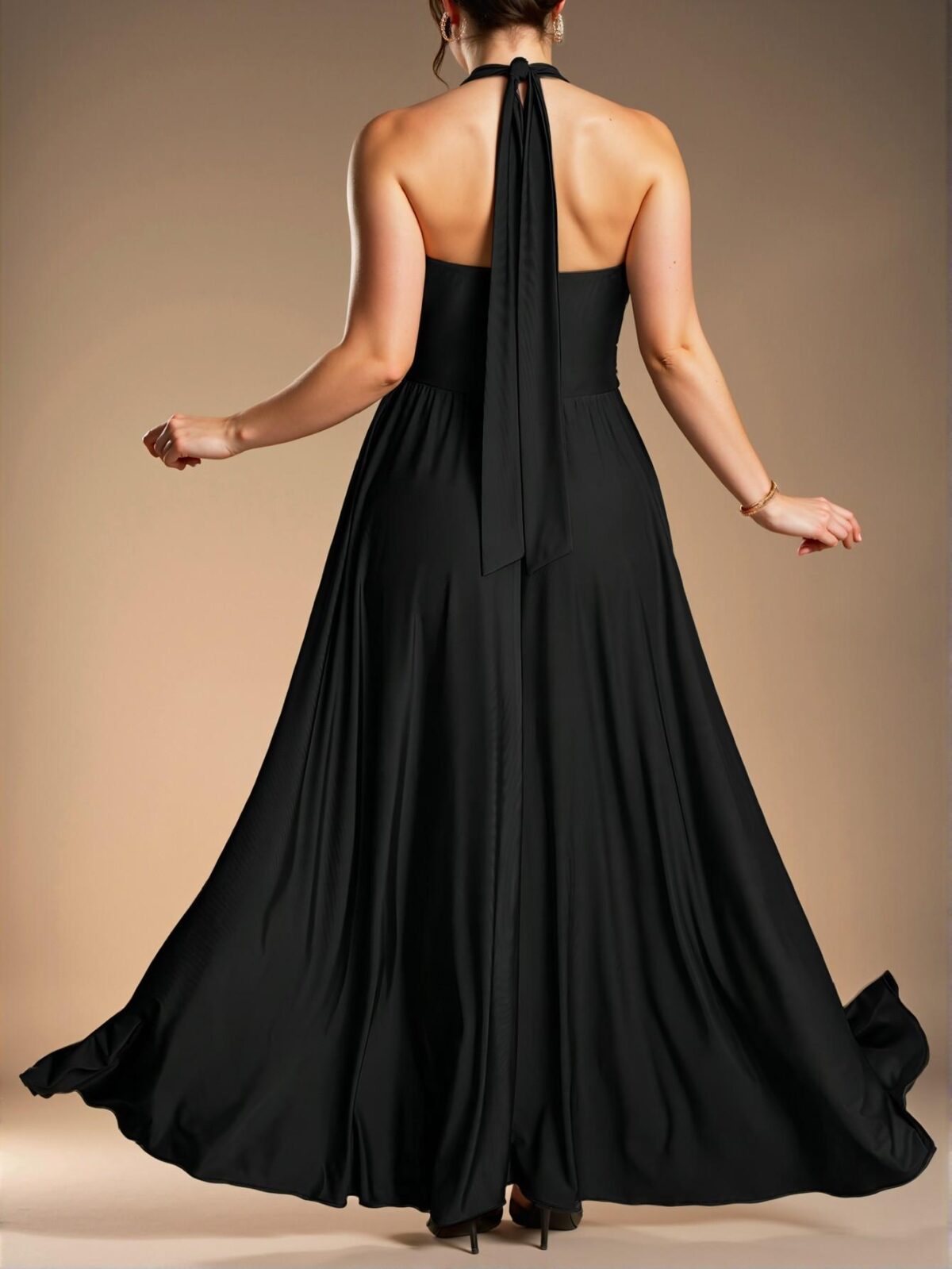 Elegant Black Simple A-Line Maxi Dress for Plus Size Women, Perfect for Spring and Summer – Chic, Classy and Trendy Fashion Style to Dress to Impress - Image 4