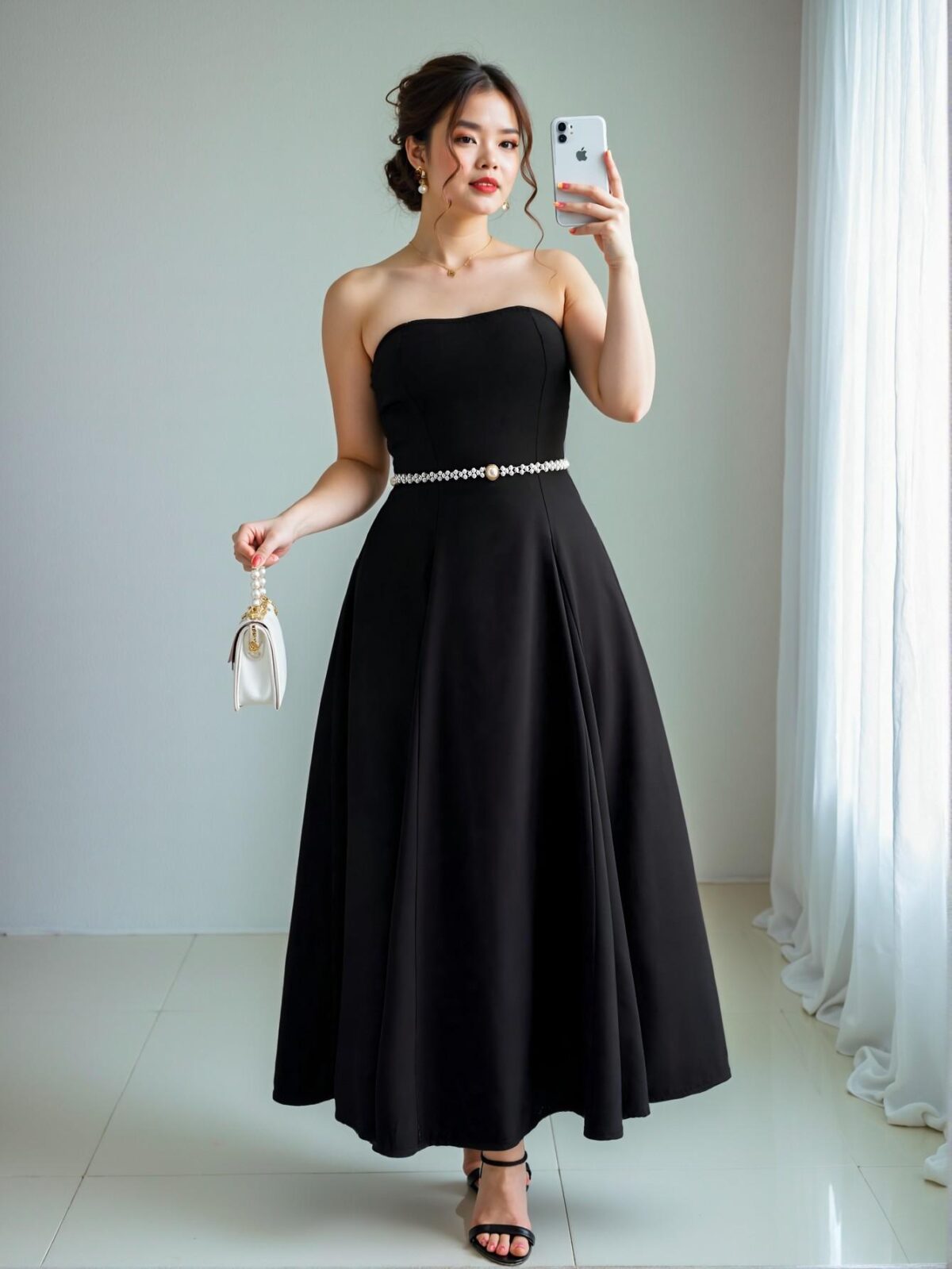 Elegant Black Strapless Ruched Waist A-Line Dress for Casual and Birthday Outfits in Spring and Summer - Chic, Classy and Trendy Fashion Style to Dress to Impress - Image 3