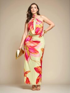 Elegant Yellow Floral Print Maxi Dress for Spring and Summer Beach Holiday Parties - Chic, Classy and Trendy Fashion Style to Dress to Impress