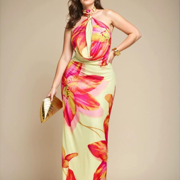 Elegant Yellow Floral Print Maxi Dress for Spring and Summer Beach Holiday Parties - Chic, Classy and Trendy Fashion Style to Dress to Impress