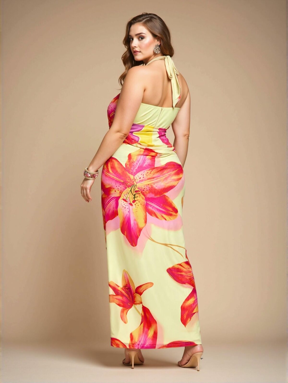 Elegant Yellow Floral Print Maxi Dress for Spring and Summer Beach Holiday Parties - Chic, Classy and Trendy Fashion Style to Dress to Impress - Image 2