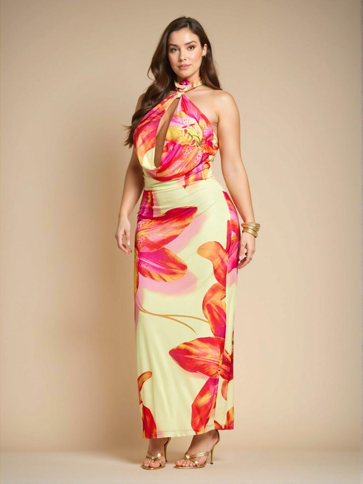 Elegant Yellow Floral Print Maxi Dress for Spring and Summer Beach Holiday Parties - Chic, Classy and Trendy Fashion Style to Dress to Impress - Image 5