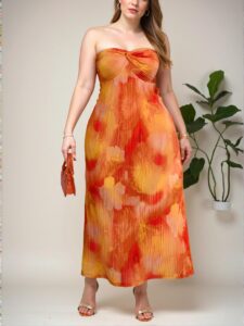Elegant Multicolor Flowy Sundress with Twist Front Design and Floral Tie-Dye Print for Spring and Summer Outings - Chic, Classy and Trendy Fashion Style to Dress to Impress