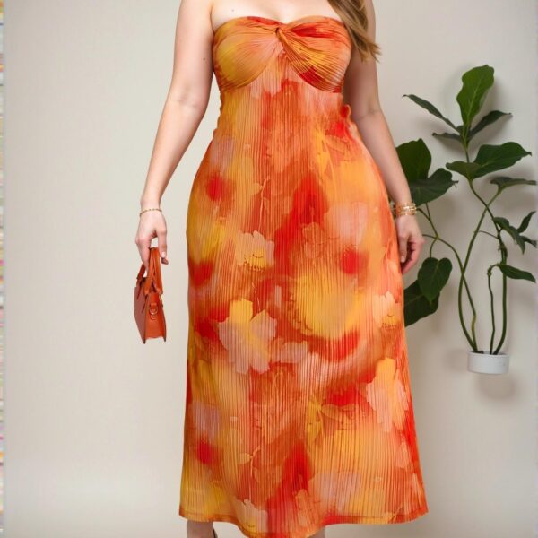 Elegant Multicolor Flowy Sundress with Twist Front Design and Floral Tie-Dye Print for Spring and Summer Outings - Chic, Classy and Trendy Fashion Style to Dress to Impress