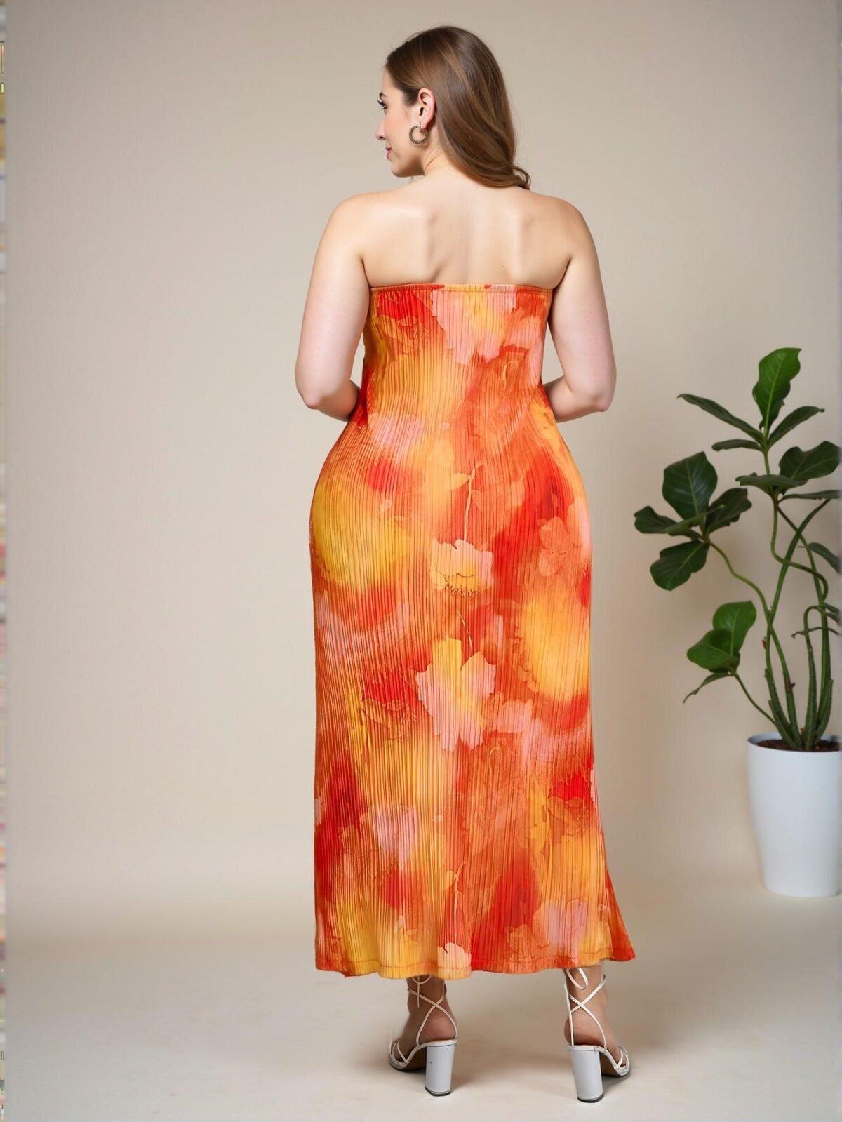 Elegant Multicolor Flowy Sundress with Twist Front Design and Floral Tie-Dye Print for Spring and Summer Outings - Chic, Classy and Trendy Fashion Style to Dress to Impress - Image 2