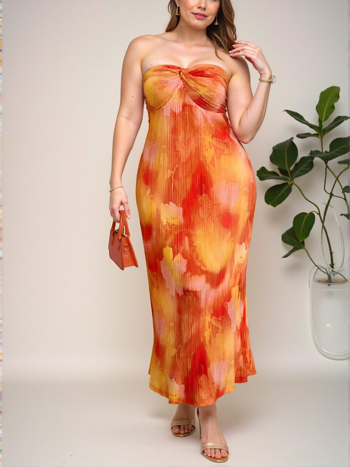 Elegant Multicolor Flowy Sundress with Twist Front Design and Floral Tie-Dye Print for Spring and Summer Outings - Chic, Classy and Trendy Fashion Style to Dress to Impress - Image 4
