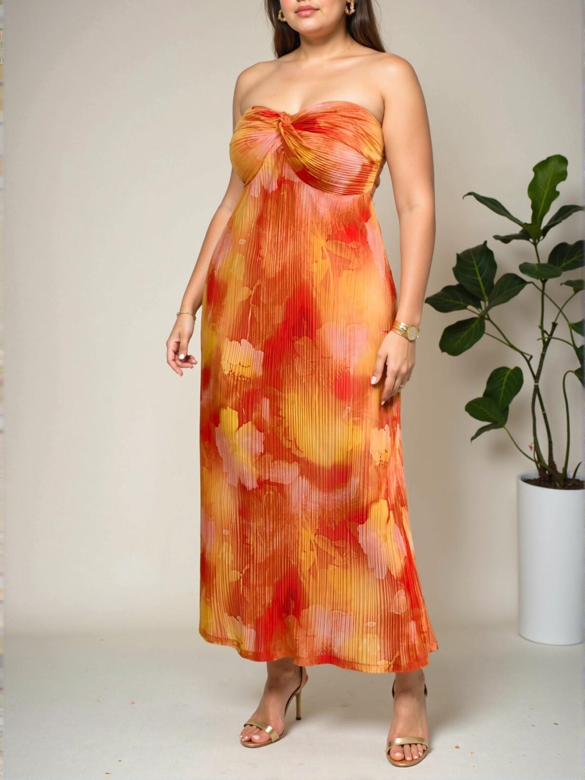 Elegant Multicolor Flowy Sundress with Twist Front Design and Floral Tie-Dye Print for Spring and Summer Outings - Chic, Classy and Trendy Fashion Style to Dress to Impress - Image 5