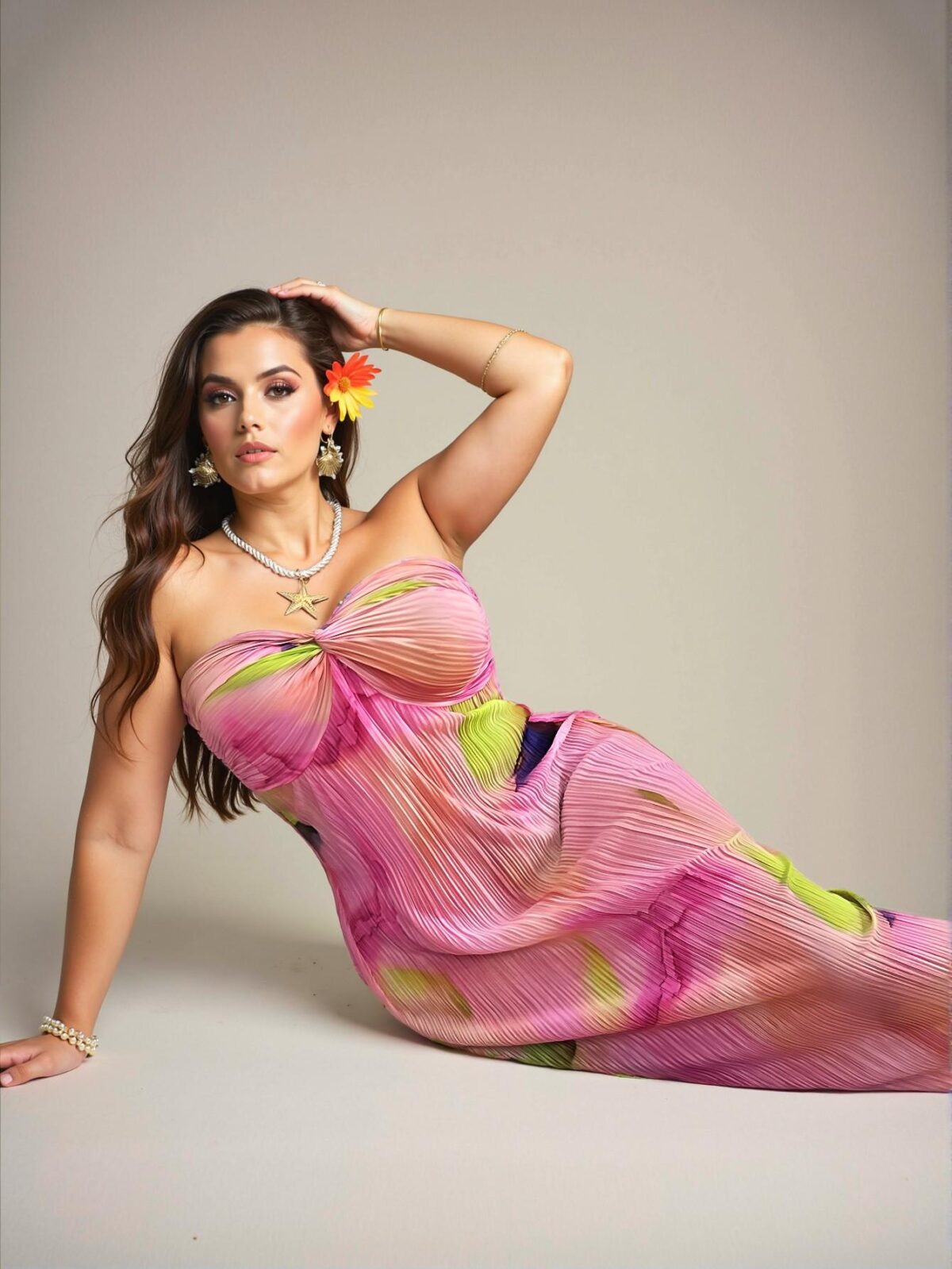Elegant Multicolor Twist Knot Dress with Loose Fit and Pleated Fabric for Spring and Summer Vacations, Beach Parties, and Romantic Dates - Chic, Classy, and Trendy Fashion Style to Dress to Impress