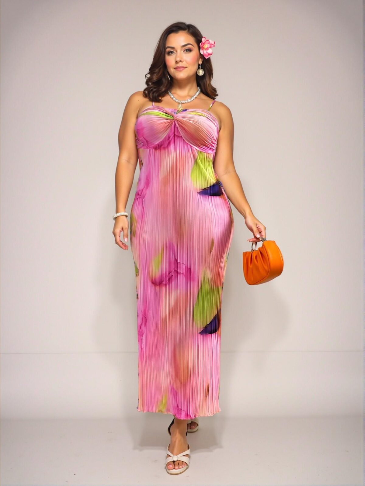 Elegant Multicolor Twist Knot Dress with Loose Fit and Pleated Fabric for Spring and Summer Vacations, Beach Parties, and Romantic Dates - Chic, Classy, and Trendy Fashion Style to Dress to Impress - Image 2