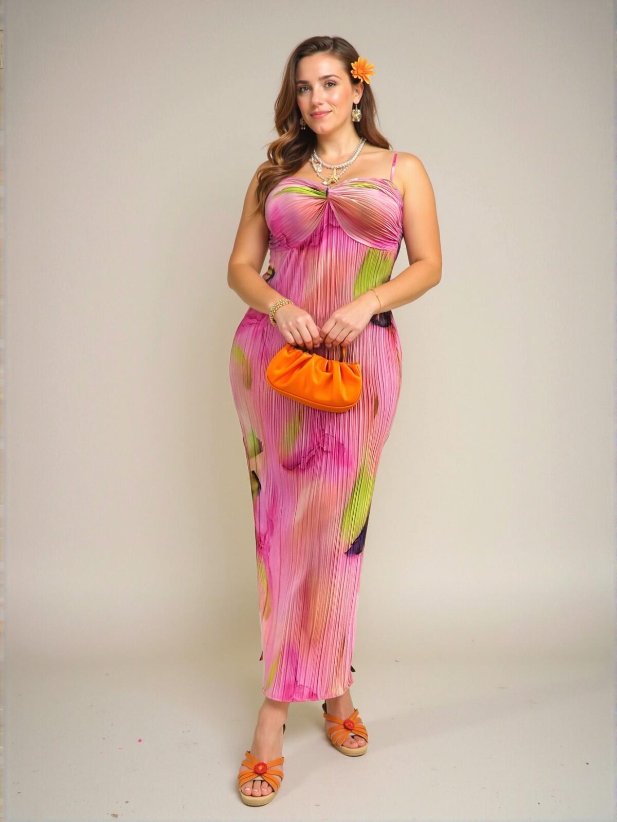 Elegant Multicolor Twist Knot Dress with Loose Fit and Pleated Fabric for Spring and Summer Vacations, Beach Parties, and Romantic Dates - Chic, Classy, and Trendy Fashion Style to Dress to Impress - Image 4