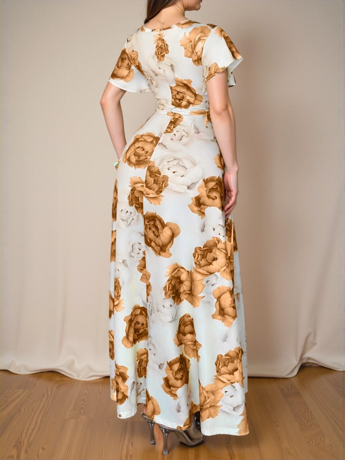 Elegant Yellow Floral Print Ruffle V Neck Maxi Dress for Spring and Summer – Chic, Classy and Trendy Fashion Style to Dress to Impress - Image 2
