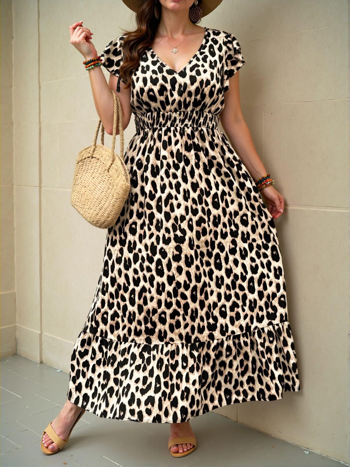Elegant Khaki Flounce Sleeve A-Line Dresses Perfect for Summer Vacations, Rave Festivals, and Casual Outfits "Chic, Classy and Trendy Fashion Style to Dress to Impress" - Image 3