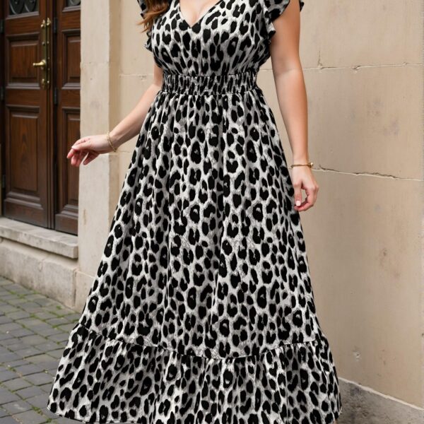 Elegant Grey Casual Leopard Print Vacation Dress for Spring and Summer - Chic, Classy and Trendy Fashion Style to Dress to Impress